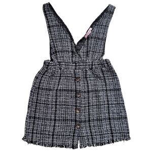Frille Rose Overall Dress Womens XL Black Plaid Button Font Lagenlook Pinafore